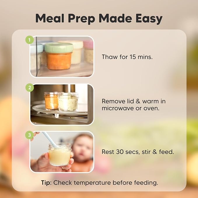 KeaBabies 12pk 4oz Glass Baby Food Containers with Lids, Leak-Proof (Nord) | Microwavable Small Glass Jars, Baby Purees, Toddler Snack Storage Containers, BPA-Free, Dishwasher-safe, Freezer Safe