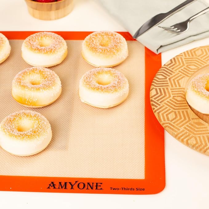 AMYONE Silicone Baking Mat for 2/3 Size Sheet Pan, Platinum, 15x21" Big | Food Grade Silicone for Cookies/Pastries/Chicken/Vegetables; Fits Two-thirds Baking Pans; Nonstick, Easy Clean, Reusable
