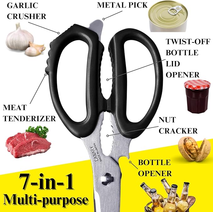 CANARY Japanese Kitchen Scissors for Food 9.5" [Long Blade] Heavy Duty Kitchen Shears, Dishwasher Safe Come Apart Blade, Japanese Stainless Steel Blade, Made in JAPAN