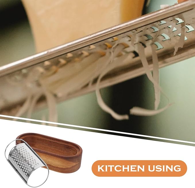 Luxshiny Stainless Steel Cheese Grater with Wooden Box - Multifunctional Vegetable Shredding Tool for Effortless Grating and Slicing in Kitchen
