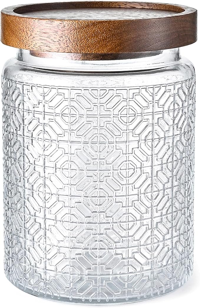 Adodeen Glass Storage Containers With Lids, Glass Jars With Lids, 24OZ | Airtight Glass Food Storage Containers, Kitchen Canisters For Sugar, Coffee, Tea, Spice, Flour, Candy, Pasta, Cereal