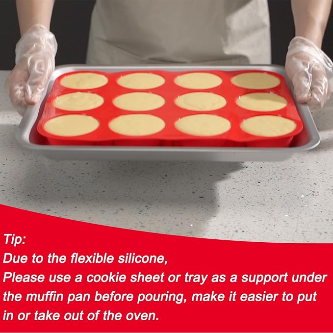 Redfly 3 Pack Silicone Muffin Pans for Baking & Cupcake Pan - 12 Cup Regular Size Silicone Molds, BPA Free Egg Bites Mold