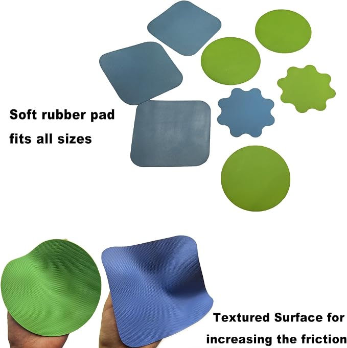 4 Pcs Rubber Jar Opener Gripper Pads Multi-function Bottle Openers | Non-Slip Silicone Jar Opener for Seniors, Arthritis, Weak Hands – Easy to Twist Off Small & Large Lids, Blue & Green Set
