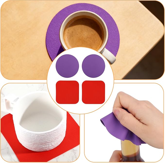 LUTER 4pcs Jar Opener Gripper Pad for Seniors with Weak Hands, Rubber | Multi-function Silicone Bottle Opener Lid Cap Rubber Gripper Pads Kitchen Coasters Gadgets Gadgets, Purple, Red