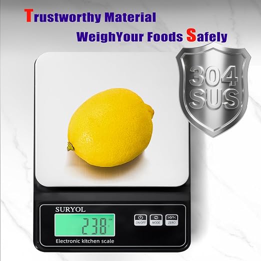 Digital Food Scale 0.5g/0.1oz Kitchen Scale - 11lb 5 Units Tempered Glass & Stainless Steel - Food Weight Scale Grams and Ounces for Cooking, Baking