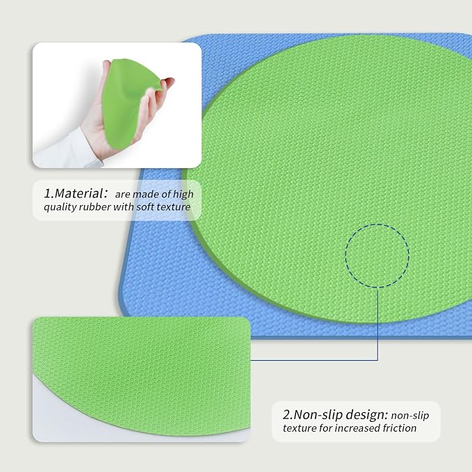 Imeepa 4PCS Rubber Jar Opener Gripper Pads for Seniors (Blue+Green) | Non-Slip Rubber Grips Open Tight Jars Easily. Ideal for Arthritis, Weak Hands. 4-Piece Set, Versatile For Bottles & Cans