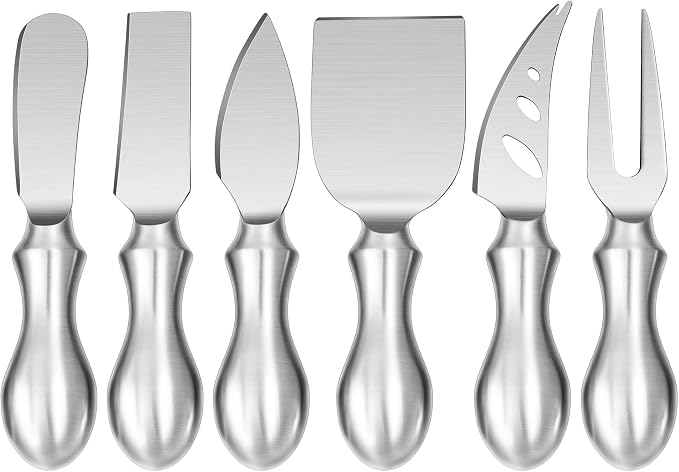 WoneNice Cheese Knife Set, 6-Piece Stainless Steel Knives for Charcuterie, Gift for Wedding Housewarming Christmas