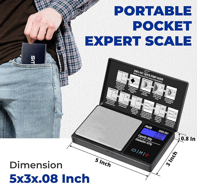 Series Digital Pocket Weight Scale 600g x 0.1g |Digital Gram Scale Small Scale Mini Food Scale Jewelry Scale Ounces/Grains Scale, Easy to Carry - AMERICAN WEIGH SCALES (Black, 500g x 0.01g)