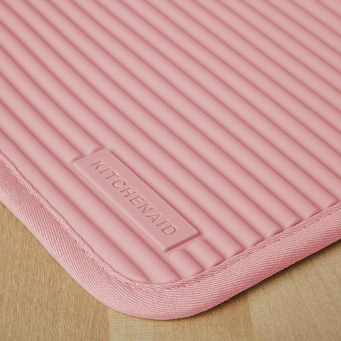 KitchenAid Ribbed Soft Silicone Pot Holder 2-Pack Set, Dried Rose, 7"x9"