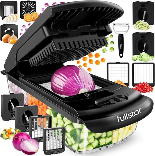 Fullstar The Original Pro Chopper - Vegetable Chopper and Spiralizer, Food Chopper with Container, Fruit Slicer, Kitchen Gadgets & Gifts, Home Essentials (9 in 1, Gray)