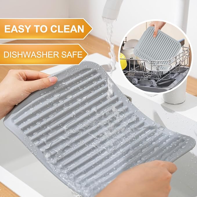 9"x12" Heat Resistant Silicone Trivets for Hot Pots and Pans, Hot Dishes | 2 PCS Large Multipurpose Non Slip Pot Holders Hot Pads Mat for Kitchen Countertop Table, Food Grade & BPA Free, Grey