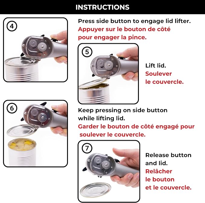Starfrit Securimax Auto Can Opener, Patented Safe Edge Technology with Lid Lifter, Leaves No Sharp Edges on Lid & Can, Ambidextrous Use, Heavy Duty Non-Slip Knob for Secure Handling
