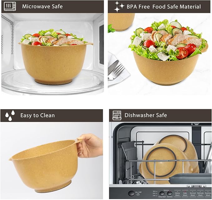 BoxedHome 4.5 Quart Large Plastic Mixing Bowls Set, Microwave Safe,4 Piece | BPA Free Plastic,Non-Slip Stackable Bowl for kitchen Baking,Salads,Meal Prep,RV,Camping,Set of 4 Size 1.7, 2.5, 3.5 and 4.5qt