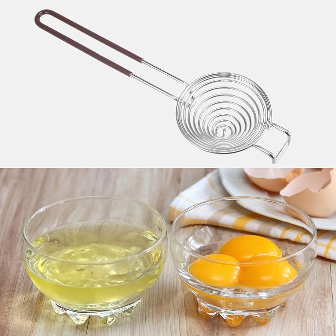 uxcell Egg White Separator Stainless Steel Eggs Yolk Separating Filter Long Handle Kitchen Cooking Baking Tool