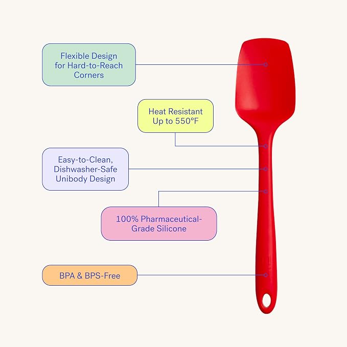 GIR: Get It Right Silicone Spoonula - Non-Stick Heat Resistant Silicone Scraper Spatula for Mixing, Serving, Scraping, Stirring, and More - 11 Inch, Navy Blue
