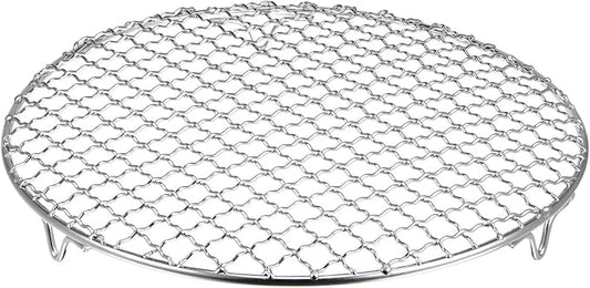 HARFINGTON Round Cooking Rack 10.2-inch 201 Stainless Steel Cross Wire Barbecue Grill Net with 20mm Legs for Cooking Baking Steaming BBQ
