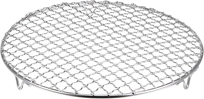 HARFINGTON Round Cooking Rack 10-inch 201 Stainless Steel Cross Wire Barbecue Grill Net with 20mm Legs for Cooking Baking Steaming BBQ