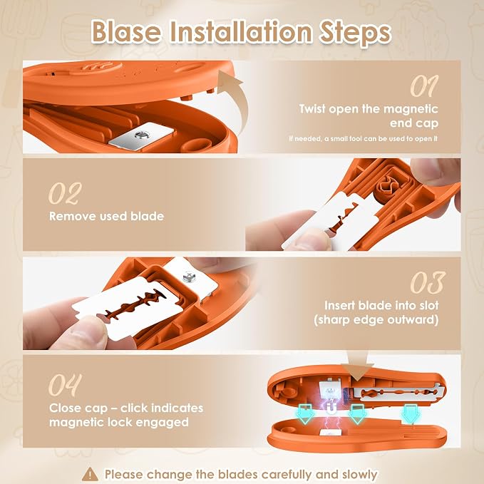 Bread Lame Sourdough Scoring Tool, Extractable & Magnetic Bread Scoring Tool, Scoring Knife for Bread Baking, Bread Razor for Homemade Bread, Sourdough Scorer Tool, Includes 5 Razor Blades-Orange