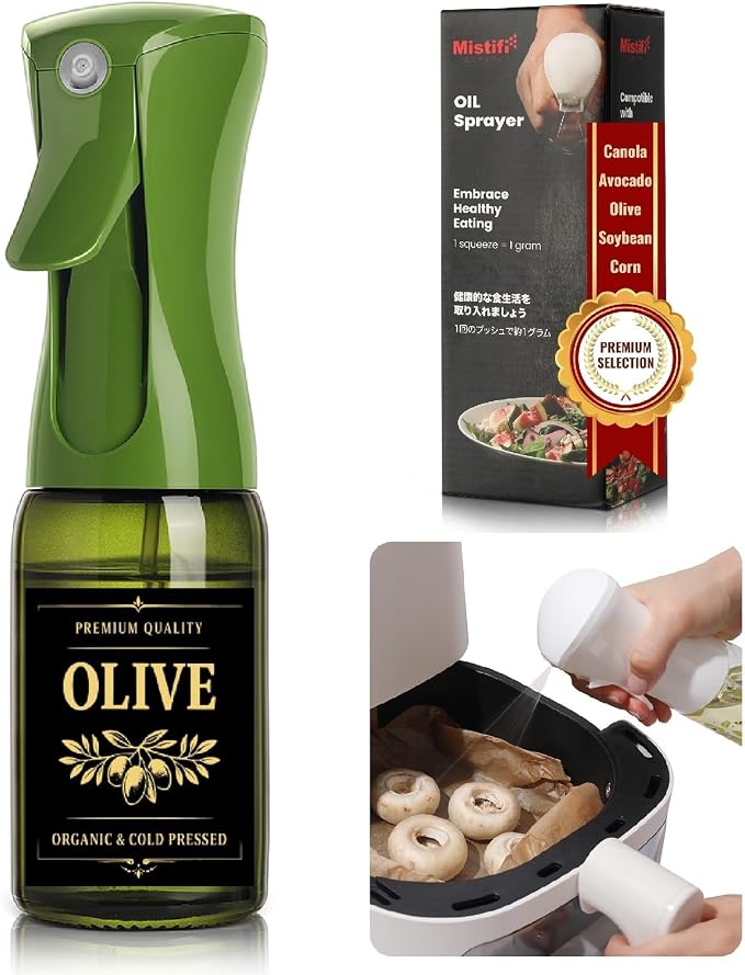 Mistifi Oil Sprayer for Cooking, 150ml Glass Olive Oil Sprayer, Fine Mist Spray Bottle for Air Fryer, Nonstick Frying, Salad, BBQ, Refillable Kitchen Oil Spray (PS64202)