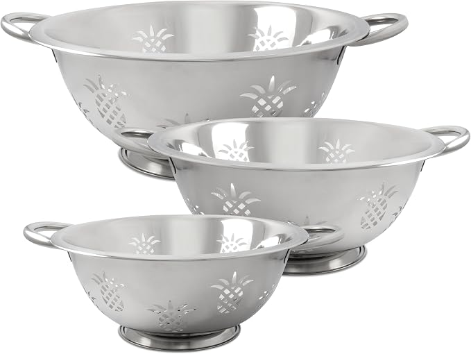 ExcelSteel 730 Stainless Steel Pineapple Colanders, Set of 3