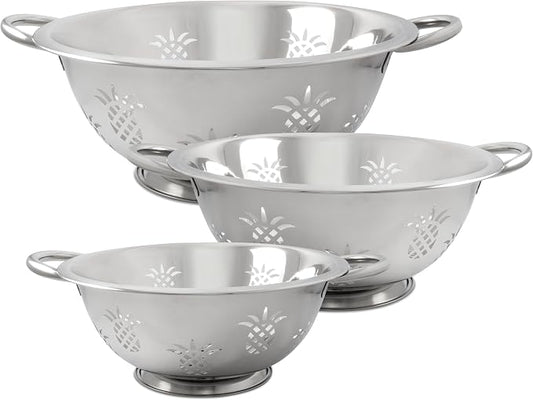 ExcelSteel 730 Stainless Steel Pineapple Colanders, Set of 3