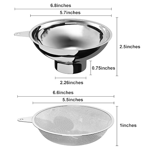 Serinar Canning Funnel with Stainless Steel Filter for Regular Mouth Mason Jars - Stainless Steel Funnel for Kitchen Filling, Canning Funnel (for use with Regular Mouth Mason Jars)