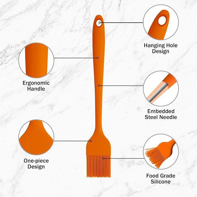 Craebuer Silicone Basting Pastry Brushes, 5 Pack Heat Resistant Cooking Brush for Oil Butter Sauce, Food Brush for BBQ Grill Barbeque Kitchen Baking Cooking
