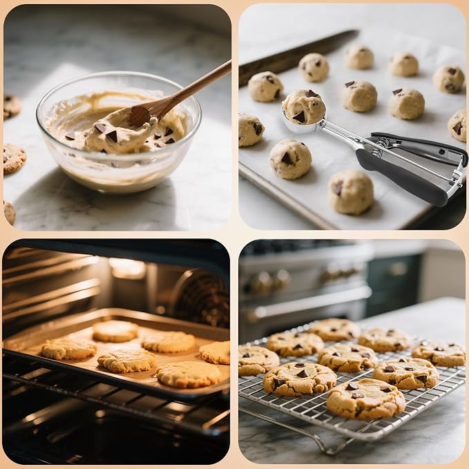 Medium Cookie Scoop 2 Tablespoon, Size #40 Cookie Dough Scoop, 18/8 Stainless Steel Ice Cream Scoop with Comfortable Grip, for Baking Cookies, Muffins, Cupcakes