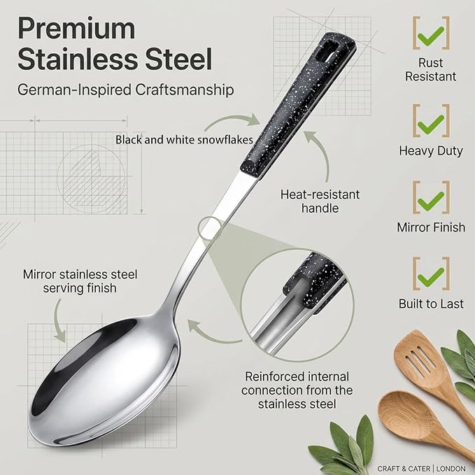 16-Piece Stainless Steel Buffet Serving Set | Premium Serving Utensils with Heat-Resistant Handles for Family Gatherings, Parties, Catering & Holiday Meals