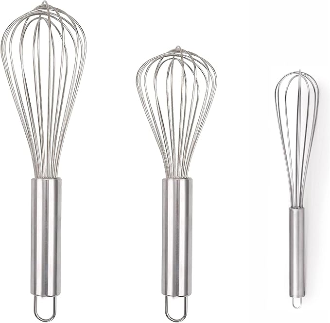TIARA - Piano 3pc Whisks for Cooking, 3 Pack Stainless Steel Whisk for Blending, Whisking, Beating and Stirring, Enhanced Version Balloon Wire Whisk Set (7+8+10)inch