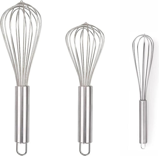 TIARA - Piano 3pc Whisks for Cooking, 3 Pack Stainless Steel Whisk for Blending, Whisking, Beating and Stirring, Enhanced Version Balloon Wire Whisk Set (7+8+10)inch