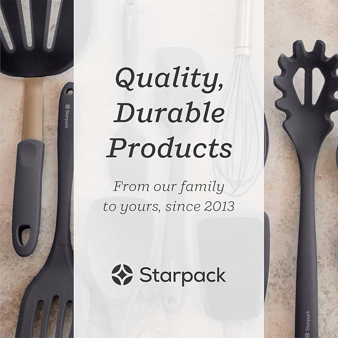 Starpack 'Let it Drain' Silicone Slotted Spoon(10.6 Inches) - Small Slotted Spoon for Cooking Heat Resistant to 600°F - Silicone Slotted Serving Spoons, Non Stick Slotted Cooking Spoon