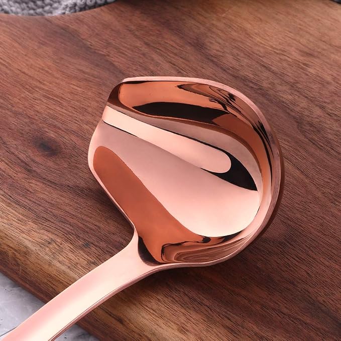 12 Pcs Cooking Utensil Set, Stainless Steel Rose Gold Titanium Plated Cookware Sets with Public Fork/Spoon, Cake Shovels, Spatula, Ladles, Solid Spoon, Slotted Spoon, Pasta Server, Kitchen Tool Gadget