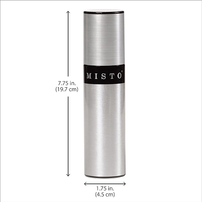 Misto Gourmet Olive Oil Sprayer, Satin Aluminum | Refillable, Non-Aerosol Pump Mister, For Cooking, Grilling, Salads and Baking, 1/3 Cup Capacity