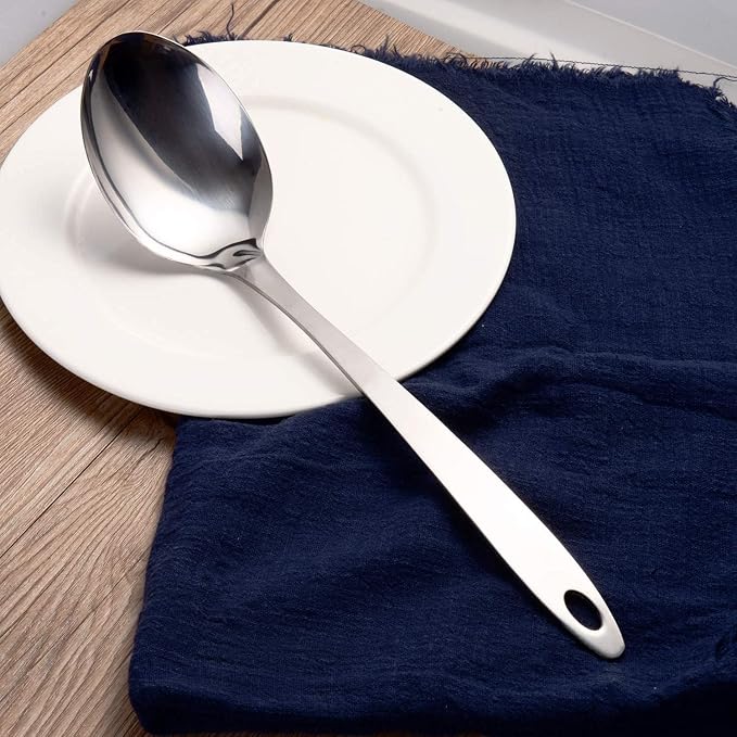 IMEEA Stainless Steel Serving Spoon 13-Inch Solid Cooking Spoon Metal Kitchen Spoon for Serving, Stews, and Sauces