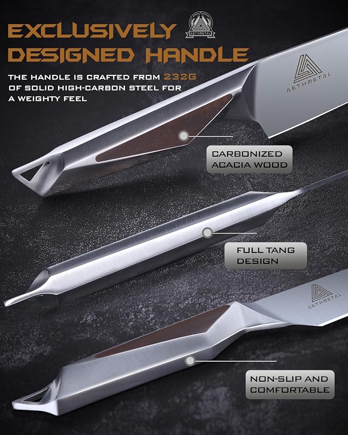 8 Inch Chef Knife, Full-Metal Kitchen Knife with Ergonomic Handle, High-Carbon Stainless Steel Chef’s Knife for Home & Pro Cooking, Precision Cutting, Gift-Ready Packaging
