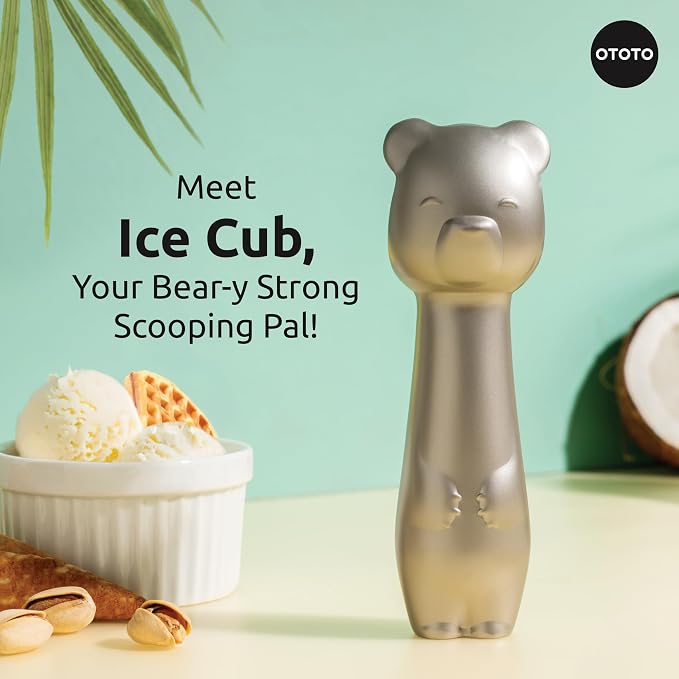 OTOTO Ice Cub Bear Ice Cream Scoop - Cool Kitchen Gadgets, White Elephant Gifts, Cute Kitchen Accessories, Funny Gifts, Stainless Steel Ice Cream Scooper, Cookie Dough Scoop, Cookie Scoop (Silver)