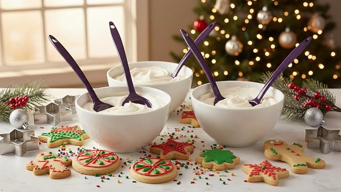 Reston Lloyd Cooking Spoon for Serving, Basting, Mixing, Heat Resistant, BPA Free Melamine 11 inch Utensil with Ergonomic Handle, Set of 6, Plum