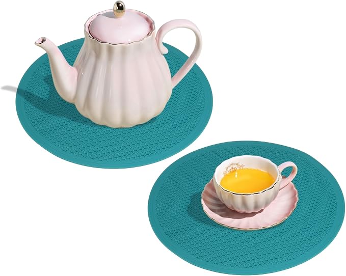 uxcell 2pcs Silicone Trivet Mats 11.8" Dia Round Non-Slip Silicone Pot Holders for Hot Pots and Pans, Heat Resistant Hot Pads for Kitchen Hot Dishes Table Countertops, Black