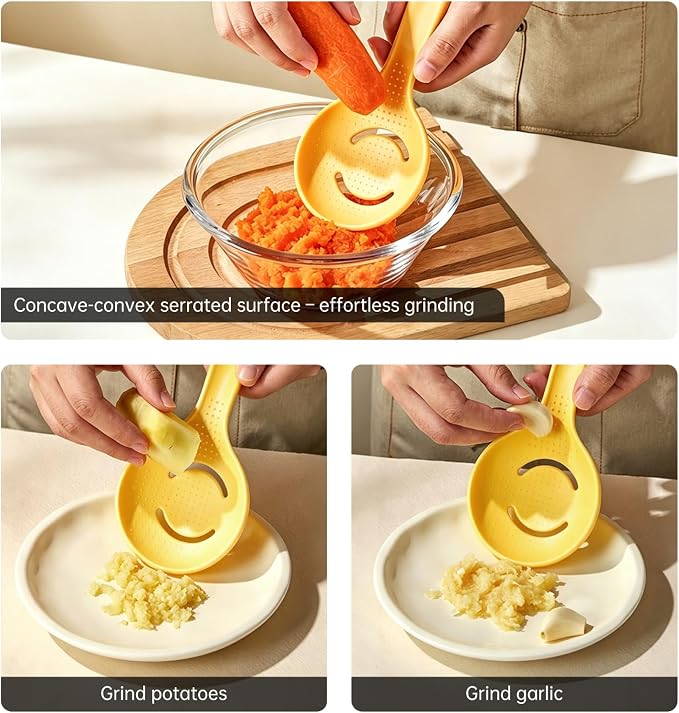 Egg Yolk Separator & Masher 5-in-1 Multi-Function Kitchen Spoon for Potato Mashing, Garlic Mashing, Egg Separating – Self-Standing & Hangable Design