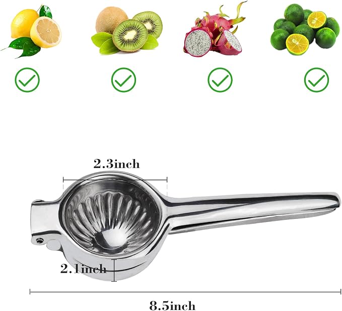 Lydia's Deal Lemon Juicer Squeezer Stainless Steel Manual Citrus Juicer Hand Press Juice Extractor Non-Slip Grip Design Medium Lemon Juicer for Juicing Lemon, Limes, Oranges, Pomegranate