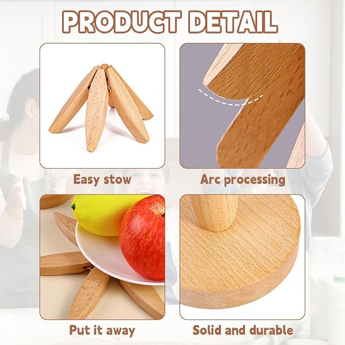 Wooden Cup Coaster Set，Tree Shape Trivet Set,Tree Coasters- 4 Wooden Trivets + 1 Stand stored for hot Dish/Pot/Bowl/teapot/hot Pot Set