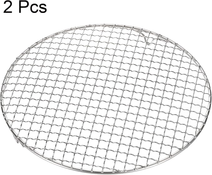 HARFINGTON 2pcs Round Cooking Rack 11-inch 201 Stainless Steel Cross Wire Barbecue Grill Net with 20mm Legs for Cooking Baking Steaming BBQ