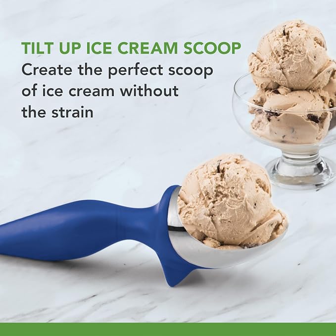Tovolo Ice Cream Scoop Stratus Blue Dishwasher Safe Heavy Duty Ice Cream Scooper with Elevated Tilt Up Design, Heat Retaining Ice Cream Scoops with Non Slip Handle for Cookie Dough, Gelato, Sorbet
