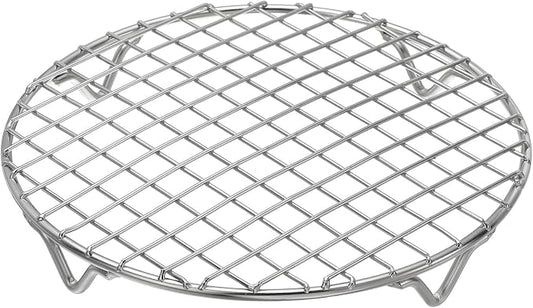 uxcell Round Cooking Rack 7.1 Inch Dia Stainless Steel Wire Cooling Steamer Rack for Baking Canning Cooking Roasting Cooling Grilling Drying, Silver