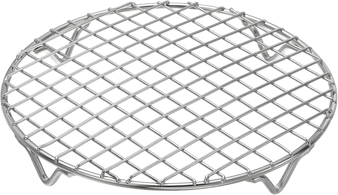 uxcell Round Cooking Rack 7.9 Inch Dia Stainless Steel Wire Cooling Steamer Rack for Baking Canning Cooking Roasting Cooling Grilling Drying, Silver