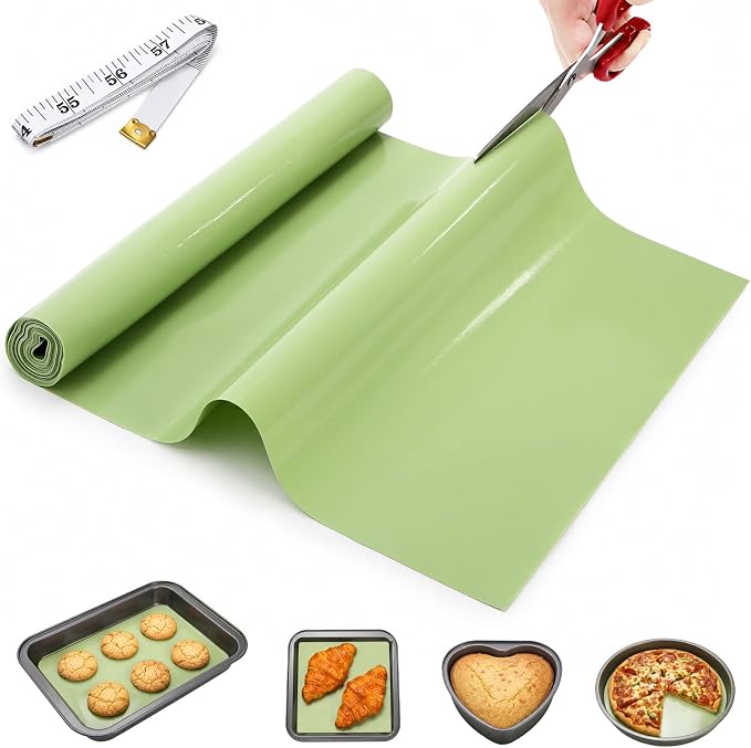 ZOOFOX 12 IN x 8 FT Silicone Baking Mat Roll, Non-Stick Pastry Mat Cut to Size with Tape Measure, Dough Rolling Mat, Heat-Resistant Baking Sheet for Oven Baking Pan, Kitchen Counter