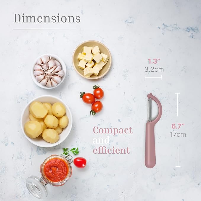Swivel Vegetable Peeler with Built-in Eye Remover – Stainless Steel Blade with Comfortable Handle, Fruit and Vegetable Slicer, Potato and Carrot Cutter – Kitchen Tools & Accessories – Pastel Pink