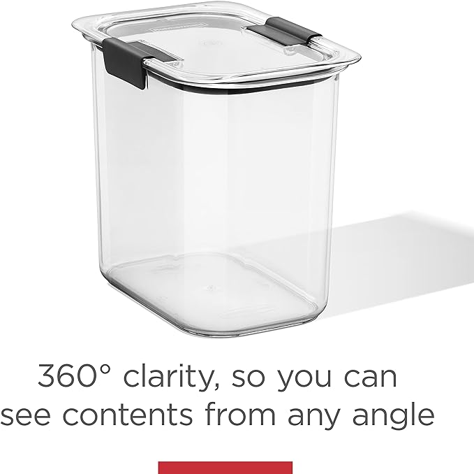 Rubbermaid Brilliance 12-Cup Airtight Food Storage Container,Perfect for Pantry Staples,Clear/Grey,(Pack of 2)