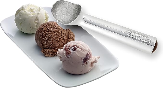 Zeroll Original Ice Cream Scoop with Unique Liquid Filled Heat Conductive Handle Simple One Piece Aluminum Design Easy Release Made in USA, Ounce, Silver